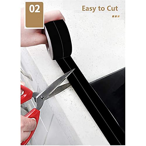 Image of Black Bath Sealant Strip, Shower Sealant, Bath Seal Caulk Tape,Shower Tile Sealer Adhesive sealant,Caulk Tape for Bath & Kitchen (2 Roll Black)