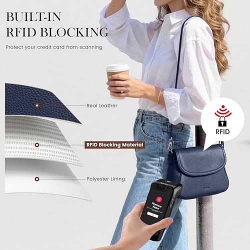 Image of befen Genuine Leather Saddle Crossbody Bags for Women with RFID Blocking, Small Flap Cross Body Purse Hangbags