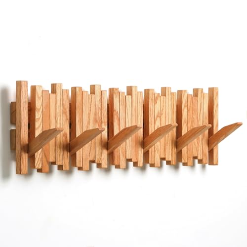 GOGREEBELL Wandgarderobe Holz mit 6 Haken
