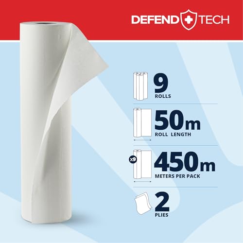 Papernet - Medizinische Liegenabdeckung 401845, 9 Rollen aus reiner Zellulose je 50 m, 2 Lagen, 1.283 Dienste von 49,2x35 cm, Rollendurchmesser 12,4 cm