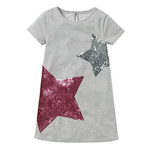 DXTON Toddler Baby Girls Dresses Summer Short Sleeves Dresses Outfits 2-12T