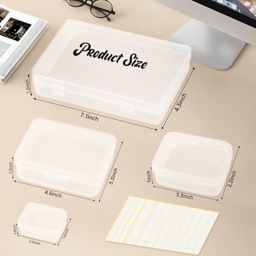 Image of RYKOMO 30 Pack Mixed Sizes Rectangular Small Plastic Boxes for Storage, Mini Small Containers for Organizing Pills, Beads, Coins with Hinged Lids and Labels