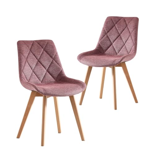 B&D home Chaises de Salle à Manger Tania Lot de 2, Chaise rembourrée Chaise de Cuisine pour Salle à Manger, Cuisine, Bureau, Coiffeuse, Vieux Rose Design...