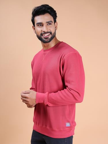 Image of Rupa Colors Waffle Texture Full Sleeves T-Shirt for Men, 100% Cotton with Breathable Fabric, Ribbed Crew Neck, Super Stretchable, Anti-Fungal Dye, Pack of 1