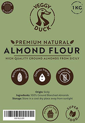 Veggy Duck - Italiaans Natuurlijk Amandelmeel (1Kg) - Premium fijngemalen amandelen uit Sicilië - Afbeelding 3