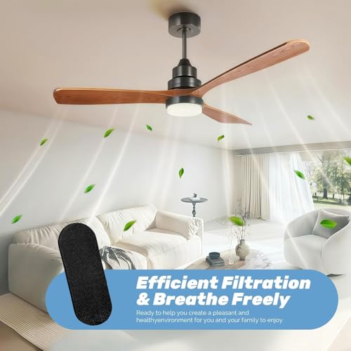 Image of Ceiling Fan Air Purifier Pads, Activated Coconut Shell Carbon Fan Filters Trap Dust, Odors & Allergens, Easy-Stick Universal Fit for Ceiling Fan Blades, Odorless & Unscented (3 Count)
