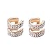1 Pair Los Pendientes Cristalinos Para El Oído Las Mujeres Pequeñas Y Redondas Manguito Plateado 2 Filas Del Rhinestone De Los Pendientes De Clip Sin La Perforación De Oro