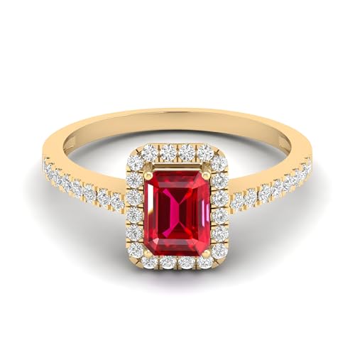 2CT Gemstone Engagement Rings for Women,Silver 10K 14K 18K Gold Emerald Cut Women's Wedding Bands Promise Rings for Anniversary Valentines Day Birthday Size 4-12