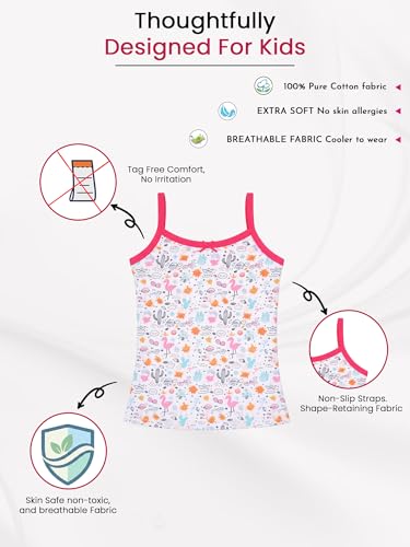 Image of Kids Girl's Regular Fit Vest | 100% Cotton| Skin Friendly | Lightweight | Sleeveless Design | Pack of 3 Print (Color & Print May Vary)