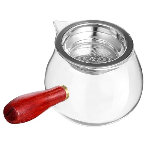 HAKIDZEL Taza de Vidrio y Estilo Único con Mango de Madera Reutilizable y Colador Integrado para Té Diseño Innovador en Casa u Oficina