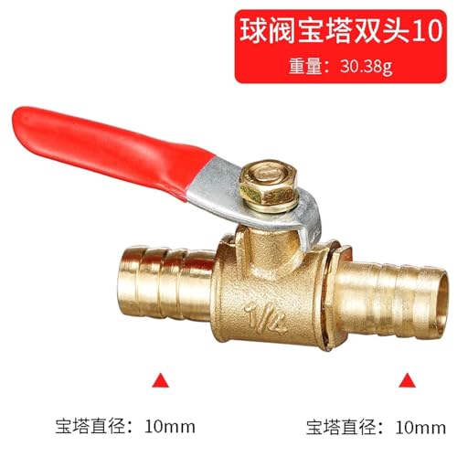 Vanne à boisseau 8mm-10mm en laiton avec poignée rouge pour tuyau