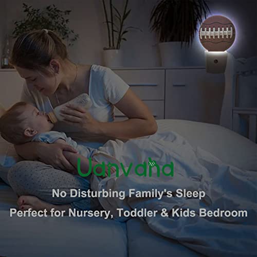 Image of Night Lights Plug into Wall American Football Laces Close Up Night Light Dusk to Dawn Sensor LED Lighting for Bedroom Bathroom Living Room, 0.5W Sleep Friendly