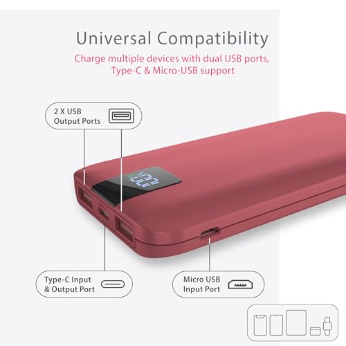 Image of Beetel Volte Series PB10 10000mAh Power Bank 22.5W Fast Charging | Triple Output QC3.0, PD3.0 & PPS | Pass Through Charging | Designed for Apple iPhone, Samsung, OnePlus and All Smartphones | Wine