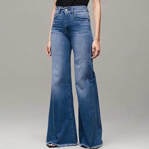 Womens 2024 Latest High Waisted Wide Leg Baggy Flare Jeans Flare Stretch Boyfriend Bootcut Casual Denim Pants4