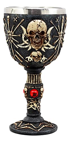 Ebros Gift Pirate Star Boneyard Ossuary Skull Sacrifice Wine Goblet Drink Chalice Cup Figurine 6oz