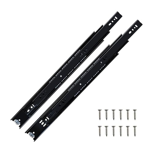 Image of Volo Heavy Duty Drawer Slides, Full Extension Ball Bearing Runners | Pack of 2 Piece | Channels for Kitchen Cabinets, Wardrobes, and Dressers (Black Mild Steel, 16 Inch)
