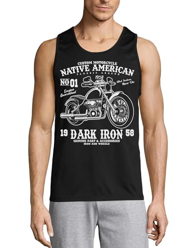Débardeur noir Native American en coton confortable pour homme look motard rebelle