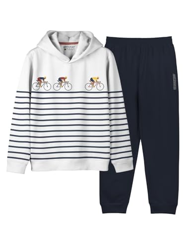 Image of HELLCAT Printed Cotton Blend Hoodie T-shirt and Jogger Trackpant Clothing Set for Boys.