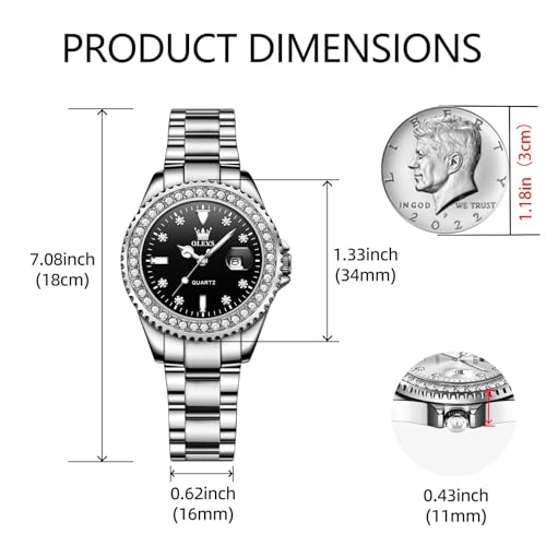 Image of OLEVS Quartz Watch Women Silver Stainless Steel Waterproof Luminous