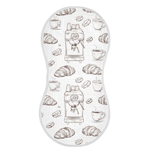 vvfelixl Muslin Burp Cloths Coffee Machine Croissant Baby Washcloths for Baby Girl Boys 2 Pack