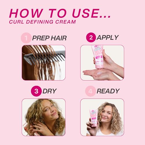 Dippity Do Girls With Curls Leave-In Curl Defining Cream, Anti-Frizz Styling for Curly & Wavy Hair, Smoothing Cream For Frizzy Hair, Shea Butter, Coconut Oil, Frizz Control, 4.2 Fl Oz