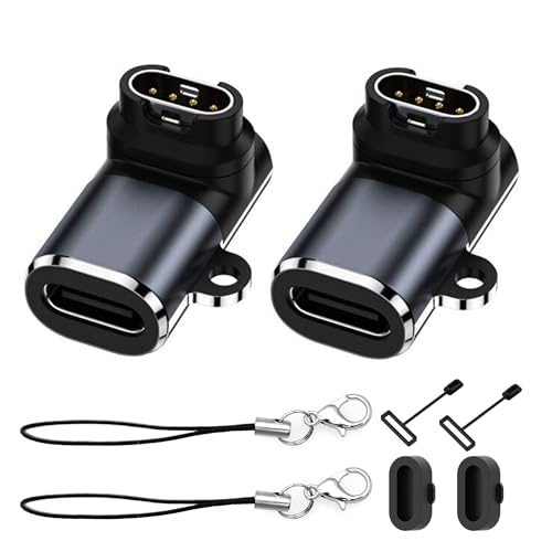 FirSea 2PCS Adaptador Tipo C para Conector de Cargador de Reloj Garmin, USB Tipo C Hembra a Cargador de Reloj Garmin Compatible con Garmin Fenix 7/7S/7X/6/6X/6S Forerunner 965/955/255