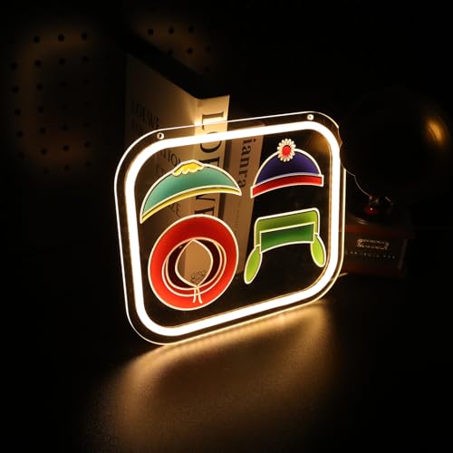 Image of Cute Hat Neon Signs for Wall Decor,11.8*9.5 IN, South LED Signs with Dimmer Switch for Bedroom, USB Power Neon Pork Lights for Gameroom, Party, Birthday Decor and Gifts for Boys and Girls
