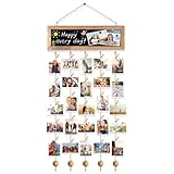 Toyzy Pele Mele Photo Mural, Cadre Photo Bois Cadre Decoration Murale avec 30 Petites Photo Pince, Cadre Multi Photo pour Décoration Maison Cadeau Bricolage