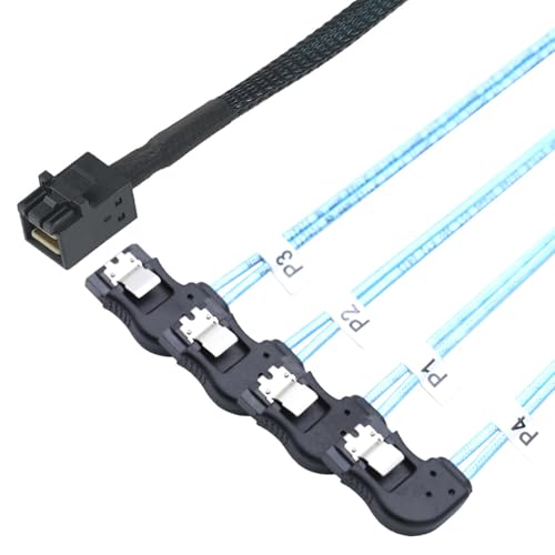 Cable Mini SAS HD a 4 SATA Ángulo Recto 1m miniatura 4