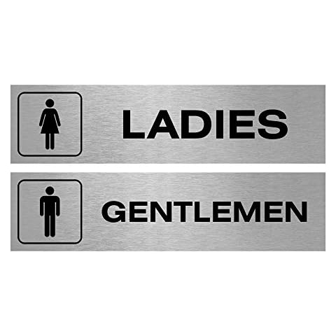 Slimline Aluminium Ladies Gentlemen Symbol Toilet Sign Twin Pack - 200 x 50mm Cover