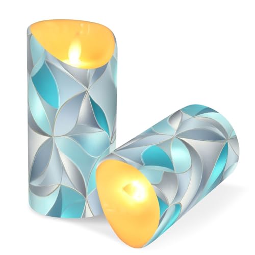 Bougies de table d'exception en verre bleu et gris pour une décoration raffinée