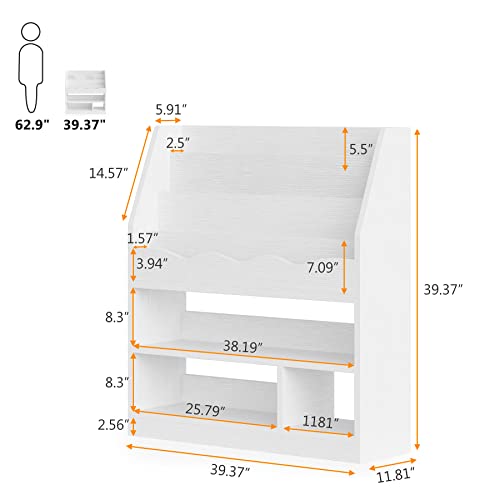Tribesigns Kids Bookshelf, Children's Bookcase Display Stand, Kids Toy Storage Organizer Rack, Wooden White Bookshelves For Kid's Room, Playroom, Homeschool, Classroom, Kindergarten #TOP1