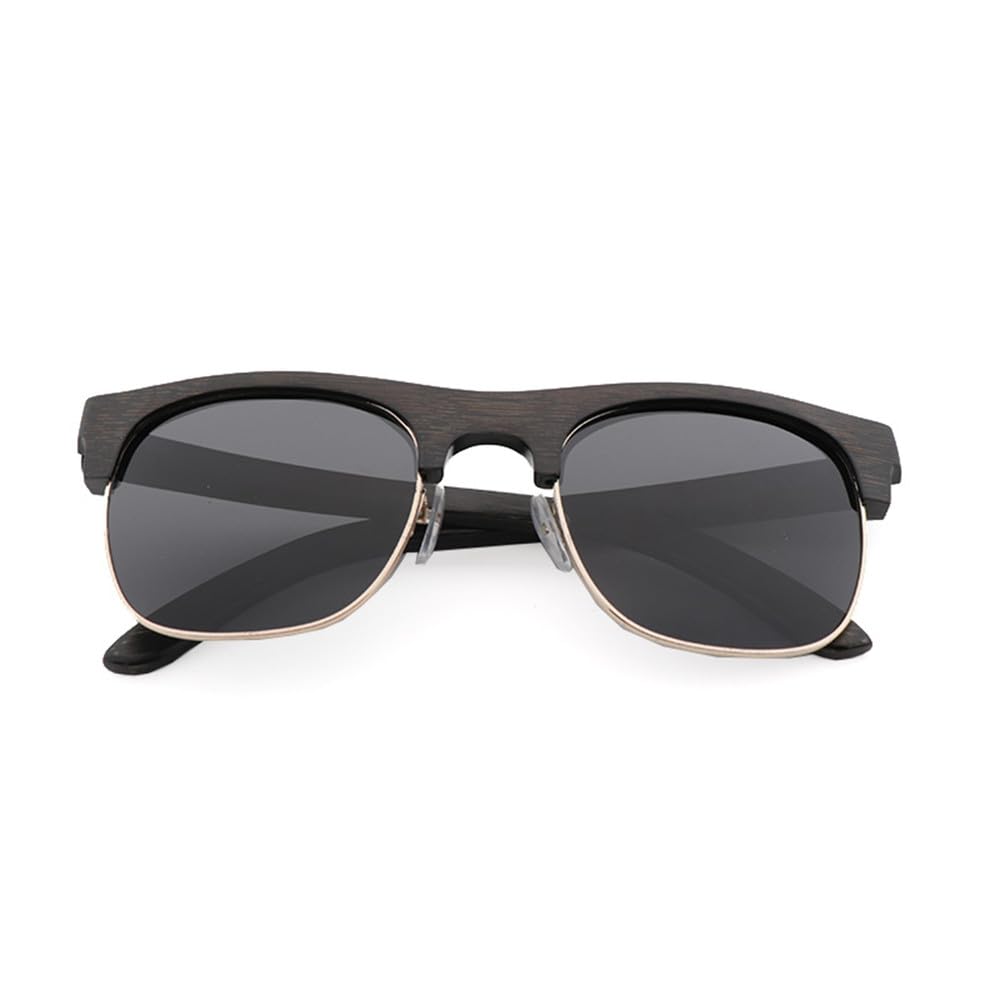 Gafas de sol retro de media montura de bambú para hombre, clásicas, polarizadas, con protección UV 400.