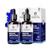 Laboratoire Moavita - Bleu de Méthylène 1% – Lot de 2 x 100ml (200ml) - Solution Pure | Ultra Haute Pureté USP ≥99% | Fabriqué et Testé en Allemagne | Flacon Verre Ambré avec Pipette