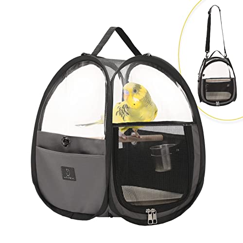 A4Pet Bird Carrier for Travel – Small Bird Travel Cage, Bird Bag with Stand, Tray and Feeding Cup, Portable and Lightweight for Small Animal Carrier
