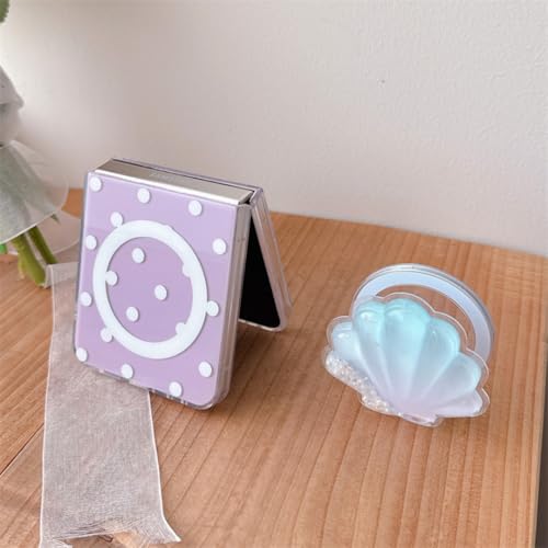 Coque magnétique à pois pour Galaxy Z Flip5 blanc rigide