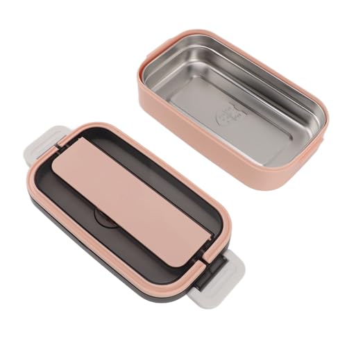 Fdit de Acero Inoxidable 304, Apta para Microondas, a Prueba de Fugas, de 700 Ml, con Compartimentos Divididos, Ideal para Adultos, Estudiantes y oficinistas. (PINK)