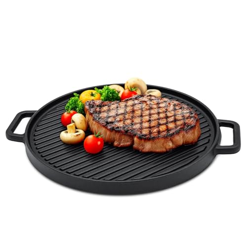 Spetebo Gusseisen Grillplatte 30 cm rund mit Griff