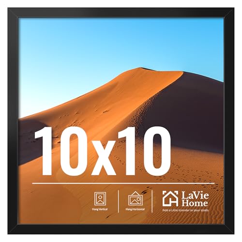 LaVie Home 10x10 Picture Frame for Wall Display, 10x10 Black Picture Frame with HD Plexiglas, 10 x 10 Square Frame 1 Pack, Display Frame for Vertical or Horizontal, Classic Collection