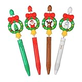 Genérico Bolígrafos De Navidad | 4 Piezas De Papelería Temática Corona Dibujos Animados De Navidad,Para Escribir, Nota, Diario, Dibujo, Anotar, Para Profesores, Estudiantes,