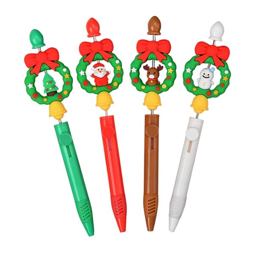 Lot de 4 stylos à encre gel rétractables pour Noël,