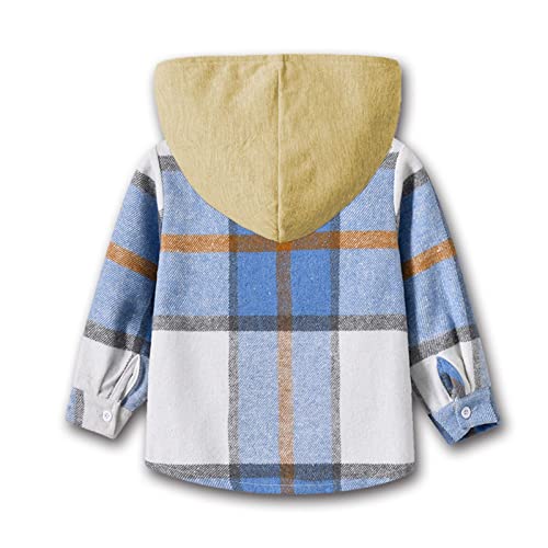 Toddler Baby Boy Girl Flannel Plaid Shirt Jacket Long Sleeve Button Down Shacket Coat Hoodies Winter (B, 2-3 Years)3
