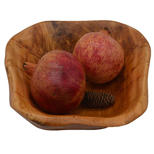 YUZENET Wooden Bowl Natural Root Wood Crafts Bowl, Hand Carved Salad and Fruit Serving Bowl (10-12")