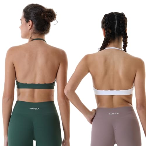 Image of AUROLA Mercury Workout Sports Bras Women Athletic Removable Padded Backless Strapy Minimal Crop Top