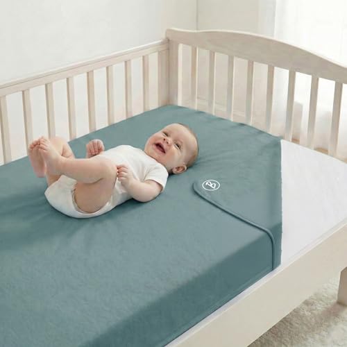 Image of Btag Baby Waterproof, Super Soft Fast Drying Mattress Protector | Extra Absorbent, Anti-Itching Sheet for New Born,Toddler (Size 140x210 cm, Pack of 1, Cloud Grey)
