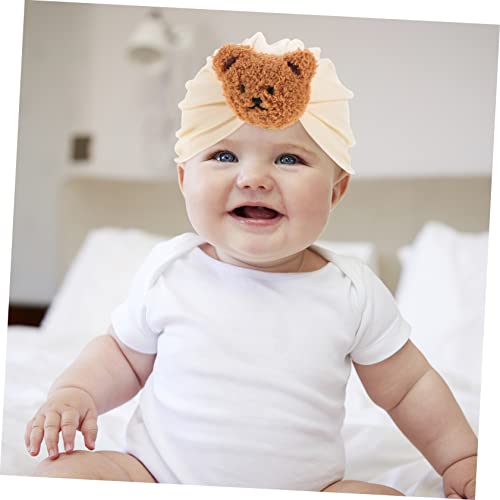 Angoily Newborn Cotton Hat with Bear Decor Warm Beanie for Boys Soft Comfortable Cotton for Indoor Outdoor Use Design Beige4