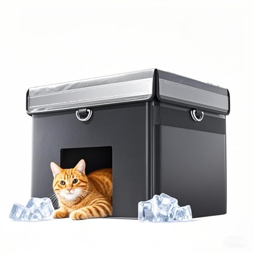 YHXSMAOY 夏用猫ハウス 犬猫共用 冷感ベッド 猫 ベッド 夏 冷却プレート付き 冷却猫ハウス 通気性 折り畳み 熱中症対策 ペットクーラー 犬用涼しいベッド 猫用エアコンルーム ひんやり 接触冷感 ペットベッド,XL