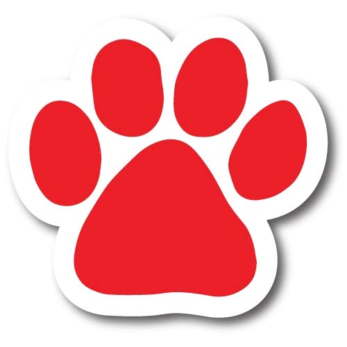 Image of Red Pawprint Car Magnet 5 Inch, Dog Lover Gift | Heavy duty magnetic decal for car, truck, SUV or fridge, full color UV printed