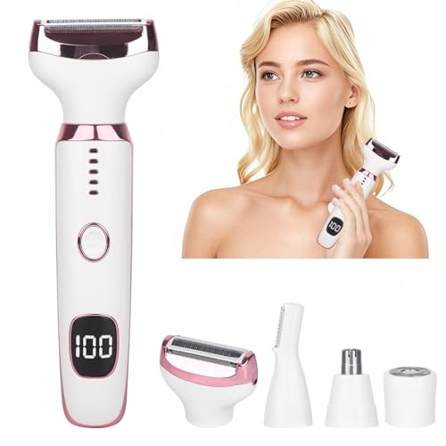 Beanify Electric Razor for Women Men with LED Display,4 in 1 Ladies Wet & Dry Body Razors and Facial...