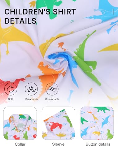 Image of Hawaiian Shirt for Boys Button Down Wrinkle Free Shirt Short Sleeve Funny Beach Casual Summer Print Top for Kids 4-15 Years
